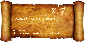 Kormányos Fanni névjegykártya