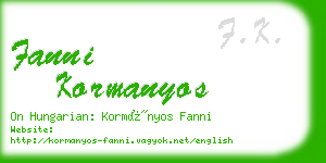 fanni kormanyos business card